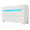 HIGH GLOSS CHEST OF DRAWERS 6 DRAWER LED SIDEBOARD CABINET BEDROOM FURNITURE
