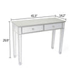 2-Drawers Glass Dressing Table Mirrored Bedroom Make-Up Console Vanity Table