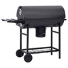 Barrel Grill with Wheels and Shelves Black 115x85x95 cm Steel BBQ