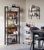 Tall Industrial Bookcase Vintage Display Unit Rustic Slim Storage Shelf Cabinet
