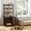 Indoor Pet Furniture Dog House Dog Crate Furniture w/Storage Shelves-Coffee