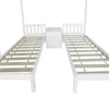 Triple Bunk Bed 4ft6 Double Kids Pine Wooden Bed Frame in White w/ 70x140 cm Bed