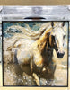 Horse Picture White Liquid Art Mirror Frame 3D Glitter Art 55x55 cm