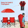 Folding Loveseat Camping Chair Portable Picnic Double Chair w/umbrella