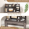 Compact Computer Desk Wooden Study Table Writing Workstation Storage Bookshelf