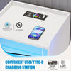 Bedside Table with Charging Station & Led Lights, Bedside Cabinet with 3 Drawers