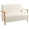 2 Seater Sofa, Fabric Modern Loveseat for Living Room, Cream