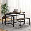 Wooden Kitchen Table Set 3 PCS Dining Table with 2 benches