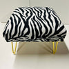 Handmade Zebra Print Footstool - Animal Print Fabric Footrest with Wooden Feet