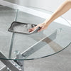 Round Glass Home Kitchen Table with Stainless Steel Metal Legs Dining Table