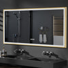 LED Illuminated Bathroom Mirror Golden Brushed Beveled Frame Makeup Wall Mirror