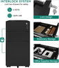 Metal File Cabinet with 3 Lockable Drawer Mobile Filing Cabinets for Home Office