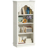 4-Tier Upright Bookcase - Carved Design, White, 140cm, for Living Room/Office