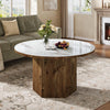 Round Coffee Table with Sintered Stone Top, 31.5-Inch White Circle Center Table