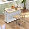 Rolling Kitchen Island with Drop Leaf, 3 Drawers and Spice Rack, White