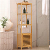 Tall Bamboo Bathroom Storage Cabinet Unit Cupboard with 3 Open Shelves