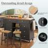 Rolling Kitchen Island Storage Trolley with Wood Effect Top & 5 Drawers Black