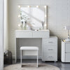Dressing Table LED Lights Mirror Drawers Make up Desk Bedside Cabinet Stool Set
