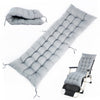 Garden Sun Lounger Seat Cushion Recliner Deck Chair Padded Mat Replacement Grey