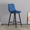 Set of 2 Velvet Chairs High Back Bar Stools Footrest Backrest Metal Legs Pub