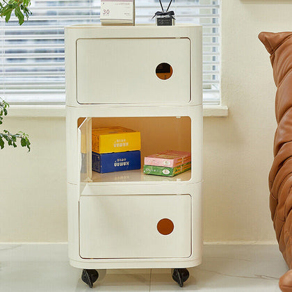 2/3/4/5 Layer Floor Standing Bedside Table Cabinet Drawers Storage Unit on Wheel