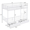 Twin Over Twin Bunk Bed with 2 Storage Drawers & Guard Rail - Heavy Duty Metal