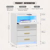 Bedside Table with Charging Station & Led Lights, Bedside Cabinet with 3 Drawers