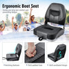 Set of 2 Folding Low-Back Boat Chair Ergonomic Fishing Yacht Seat with Strap