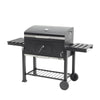 Large BBQ Trolley Two Arm Garden Smoker Charcoal Grill Barbecue Side Shelf Wheel