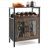 Industrial Bar Cabinet Kitchen Storage Sideboard W/ Rack Glass Holders