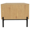 Rattan Coffee Table With Storage Drawer Living Room Furniture Black Metal Legs