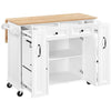 Rolling Kitchen Island Cart on Wheels with Drop-Leaf Countertop and 4 Drawers