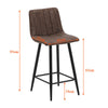 2 x Brown Grey Stripe Faux Leather PU Sauqre Bar Stools Pub Chair Padded Seats