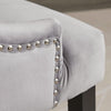 Set of 2 Grey Velvet Dining Chairs Tufted High Back for Dining Room Kitchen Home