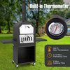 Outdoor Pizza Oven Wood Fired Pizza Oven with Protective Cover-Black
