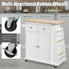 Kitchen Island Rolling Storage Cabinet Trolley Cart Adjustable Shelves 2 Drawers