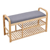 Bamboo Slatted Shoe Rack Storage Shoe Bench With Seat With Shelves Shoes Cabinet