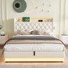 5ft King Size Ottoman Storage Bed Frame Upholstered Headboard LED & USB Charging