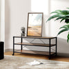 4ft Long Console Table Industrial 3 Tier Display Shelf Storage Rack with Wheels