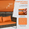 4Pcs Patio Rattan Sofa Garden Furniture Set with Table Cushions Orange