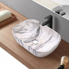 Bathroom Basin Sink Sit-on Flat Mounted Vessel Countertop Marble Effect w/ Waste