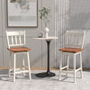 2X Swivel Dining Bar Stool Rubber Wood Counter Height Stools w/Backrest Footrest