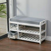 Hallway Bench Shoe Rack Entrance Storage Ottoman Cabinet Wicker Drawers Baskets