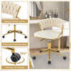 360° Swivel Home Office Desk Chair Upholstered Computer Chair-Beige