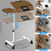Adjustable Overbed Laptop Table Oak with Wheels Split Tilting Bedside Desk
