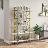 5-Tier Gold Bookshelf, Modern Freestanding Shelves for Living Room