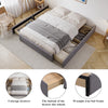 4FT6 DOUBLE BED LINEN FABRIC UPHOLSTERED BED FRAME WITH 4 STORAGE DRAWERS GREY