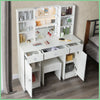 For Bedroom Vanity Makeup Desk Set Dressing Table With Stool LED Lighted Mirror