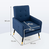 Armchair Blue Linen Fabric Tufted Back Metal Legs Upholstered Accent Chair