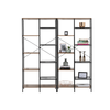 2 x 9 Tier Storage Bookshelf Mid Oak Style With Industrial Details 1700mmH